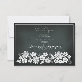 Chalkboard White Flowers Hartelijk dank Bedankkaart