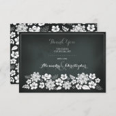 Chalkboard White Flowers  Hartelijk dank Bedankkaart (Voorkant / Achterkant)