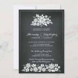 Chalkboard White Flowers Vintage Wedding Kaart