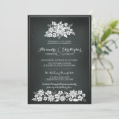 Chalkboard White Flowers Vintage Wedding Kaart (Staand voorkant)