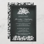 Chalkboard White Flowers Vintage Wedding Kaart (Voorkant / Achterkant)