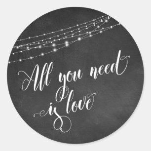 Chalkboard White Lights Alles wat je nodig hebt is Ronde Sticker