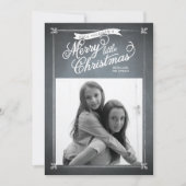 Chalkboard White Mistletoe Holiday Photo Card Feestdagenkaart (Voorkant)