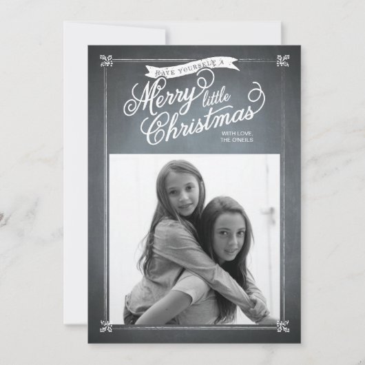 Chalkboard White Mistletoe Holiday Photo Card Feestdagenkaart (Voorkant)