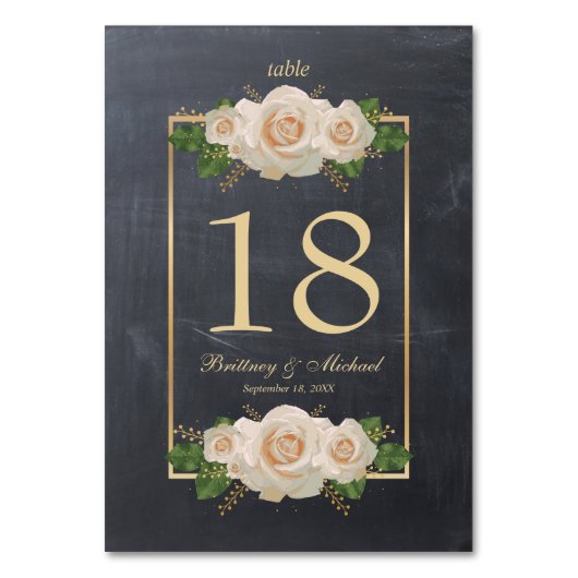 Chalkboard White Rose Gold Lijst | Tafel-Kaarten Kaart (Achterkant)