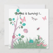 CHALKBOARD WHITE WOODLAND BUG BUTTERFLIES BIRTHDAY KAART (Voorkant)
