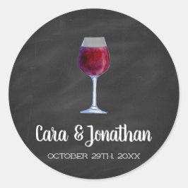 Chalkboard Wijn Ronde Stickers