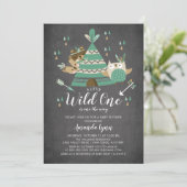 Chalkboard Wild One Baby shower Invitation Kaart (Staand voorkant)