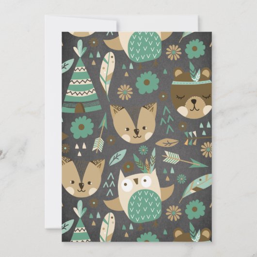 Chalkboard Wild One Baby shower Invitation Kaart (Achterkant)