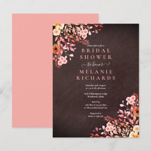 Chalkboard Wildbloemen Vrijgezellenfeest Aankondigingskaart (Voorkant / Achterkant)