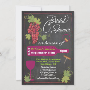 Chalkboard - Wine Bridal - Shower-uitvindingen Kaart