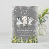 Chalkboard Winter Arctics onderland Sneeuwvlokken Kaart (Staand voorkant)