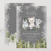 Chalkboard Winter Arctics onderland Sneeuwvlokken Kaart (Voorkant / Achterkant)