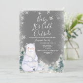 Chalkboard Winter Beer Baby shower Witte Sneeuwvlo Kaart (Staand voorkant)