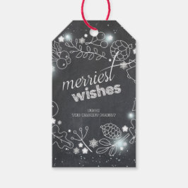 Chalkboard Winter Botanische Kerstvakantie Cadeaulabel