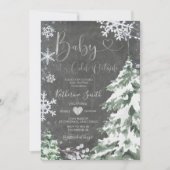 Chalkboard Winter Koud Baby shower Silver Kaart (Voorkant)