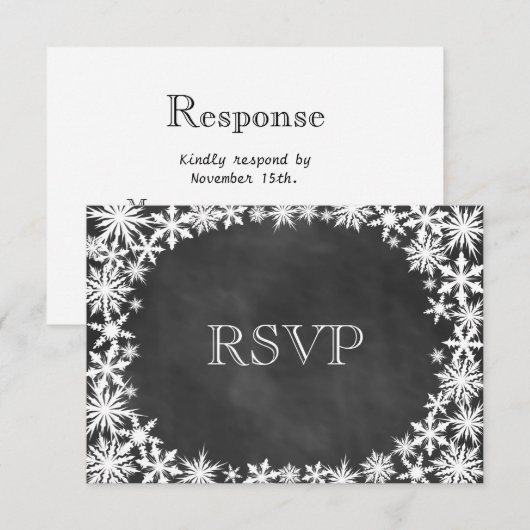 Chalkboard Winter Lace RSVP (Voorkant / Achterkant)