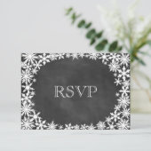 Chalkboard Winter Lace RSVP Kaartje (Staand voorkant)