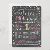 Chalkboard Winter ONE-derland First Birthday Kaart (Voorkant)