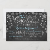 Chalkboard Winter ONEderland Birthday Uitnodiging (Voorkant)