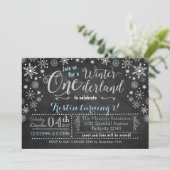 Chalkboard Winter ONEderland Birthday Uitnodiging (Staand voorkant)