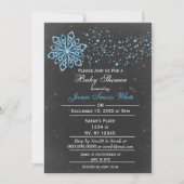 Chalkboard Winter Snow blue Baby shower Invitation Kaart (Voorkant)
