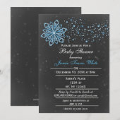 Chalkboard Winter Snow blue Baby shower Invitation Kaart (Voorkant / Achterkant)