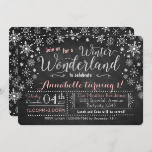 Chalkboard Winter Wonderland Birthday Invitation Kaart