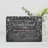 Chalkboard Winter Wonderland Verjaardag Uitnodigin Kaart (Staand voorkant)