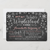 Chalkboard Winter Wonderland Verjaardag Uitnodigin Kaart (Voorkant)