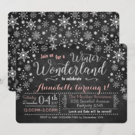 Chalkboard Winter Wonderland Verjaardag Uitnodigin Kaart