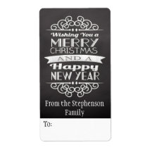 Chalkboard wishing you Merry kerstcadeau Label