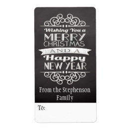 Chalkboard wishing you Merry kerstcadeau Label