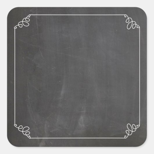 Chalkboard  wit bloeiend Lijst Aanpassen Vierkante Sticker (Voorkant)