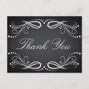 Chalkboard wit Floral Rustic Dank u Briefkaart