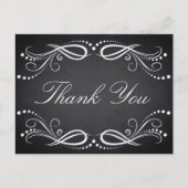 Chalkboard wit Floral Rustic Dank u Briefkaart (Voorkant)