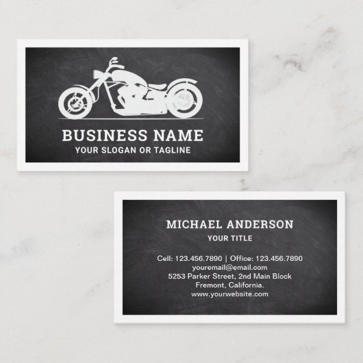Chalkboard witte motorfiets visitekaartje (Voorkant / Achterkant)