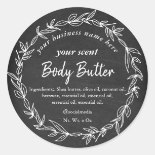 Chalkboard witte rustieke krans body boter ronde sticker