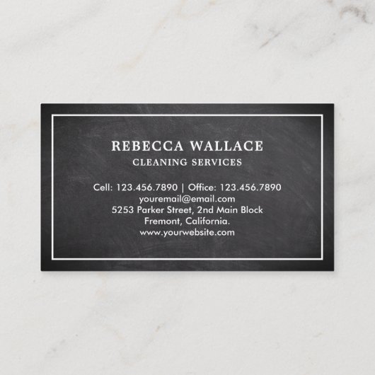 Chalkboard witte stofzuiger reinigingsdiensten visitekaartje (Achterkant)