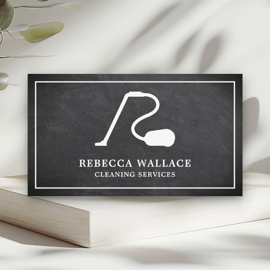 Chalkboard witte stofzuiger reinigingsdiensten visitekaartje