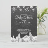 Chalkboard wonderland rustieke winter baby shower kaart (Staand voorkant)