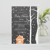 Chalkboard wonderland rustieke winter baby shower kaart (Staand voorkant)
