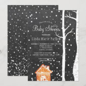 Chalkboard wonderland rustieke winter baby shower kaart (Voorkant / Achterkant)