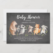 Chalkboard Woodland Animals Baby shower Invitation Kaart (Voorkant)