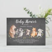 Chalkboard Woodland Animals Baby shower Invitation Kaart (Staand voorkant)
