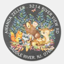 Chalkboard Woodland Baby shower adreslabel