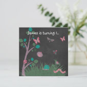 CHALKBOARD WOODLAND BUG BUTTERFLIES BIRTHDAY KAART (Staand voorkant)