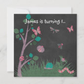 CHALKBOARD WOODLAND BUG BUTTERFLIES BIRTHDAY KAART (Voorkant)