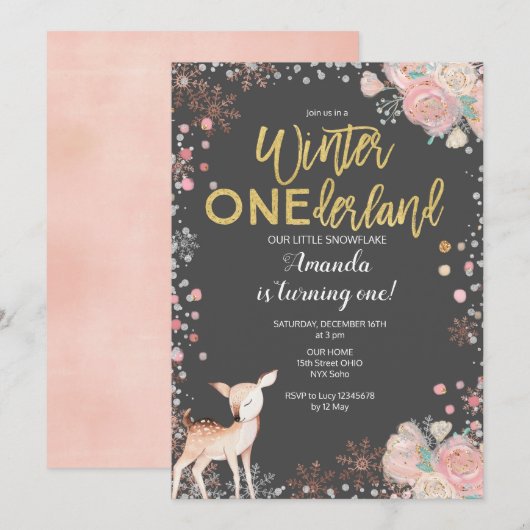 Chalkboard Woodland Deer Baby shower Uitnodiging (Voorkant / Achterkant)