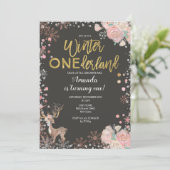 Chalkboard Woodland Deer Baby shower Uitnodiging (Staand voorkant)